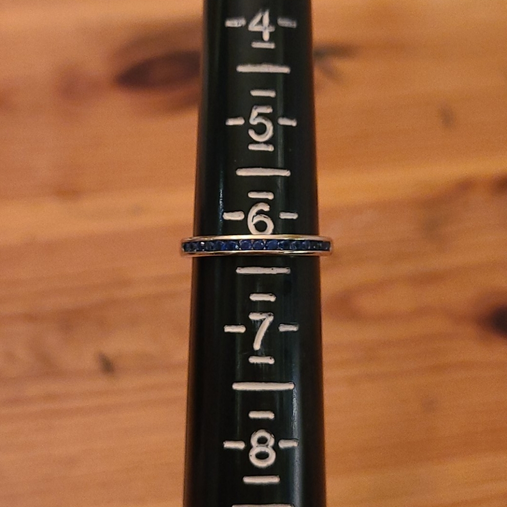 14 K White Gold Blue Sapphire Band